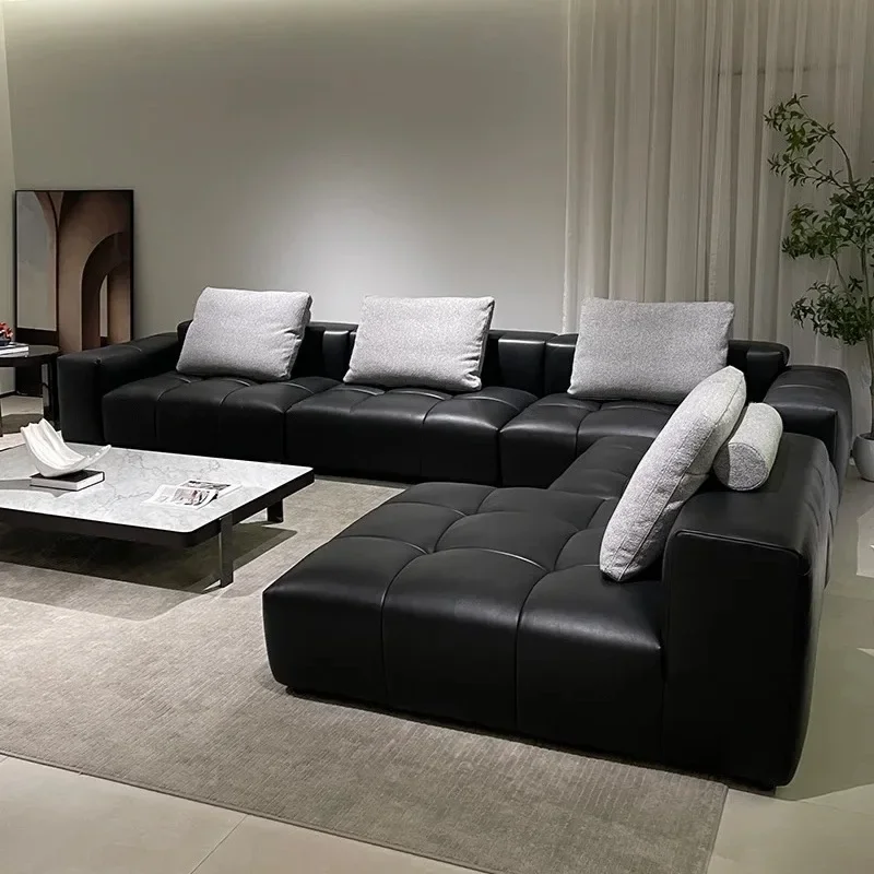 Minimalist design pixel sofa large flat layer black straight row corner combination module sofa