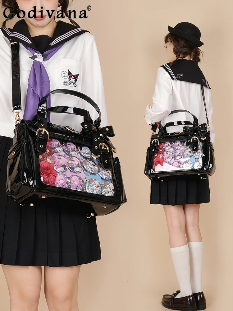 Japanese Style Fashion All-Match Women's Shoulder Bags Casual Messenger Bag Sweet Cute Lolita Solid Color Horizontal Square Bags