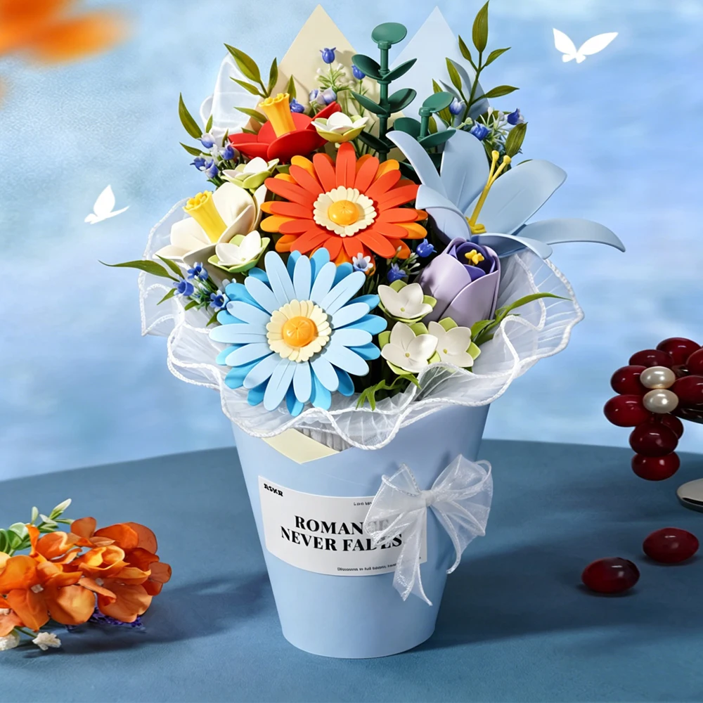

3D Wooden Puzzle DIY Flower Bouquet Craft Kit, Artificial Botanical Flower Collection, Gift for Mom Women Christmas & Birthday