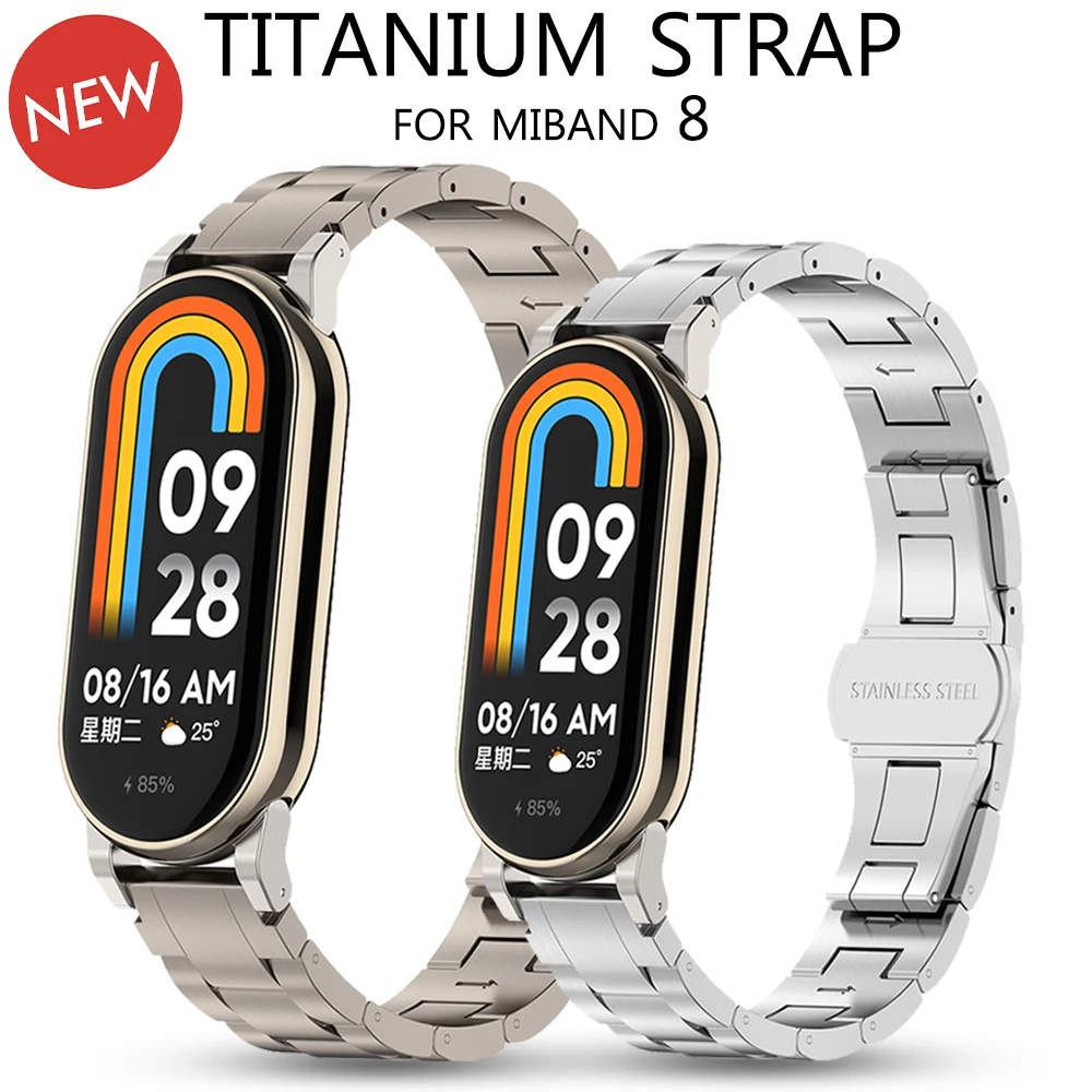 

Luxury Titanium Alloy Strap for Xiaomi Mi Band 8 Bracelet Replacement Accessories Watchband Miband 8 NFC Butterfly Buckle Band