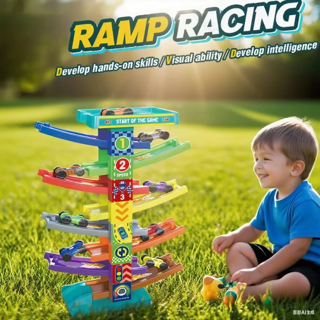 

Children's Gliding Track Car Mini Car Inertia Toy Multi Layer Cartoon Puzzle Slide Car Roller Coaster Racing Toys Boy Girl Gifts