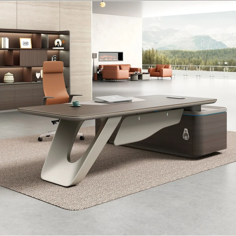 Light Luxury Boss Table Modern European Executive Right Cabinet Gaming Desk Standing Designer Storage Bureau Meuble Furniture