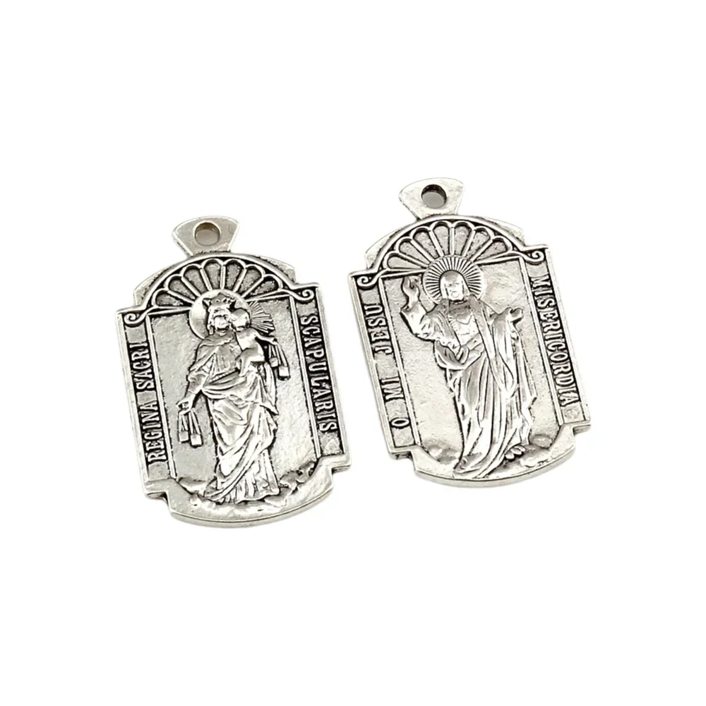 5Pcs  Alloy Fashion O Mi  Jesus Misericordia Medal Religion Charms Pendants For Jewelry Making Findings