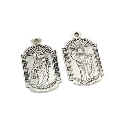5Pcs  Alloy Fashion O Mi  Jesus Misericordia Medal Religion Charms Pendants For Jewelry Making Findings