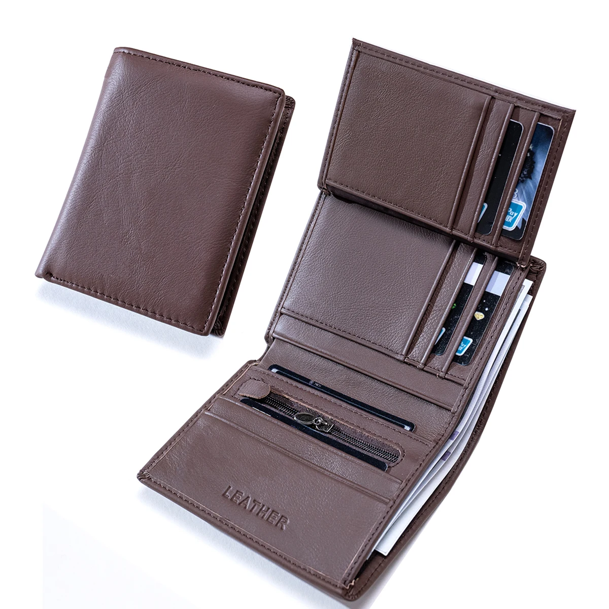 Genuine Leather Wallets For Men Coin Purse Vintage Vertical Short Multi Function ID Credit Card Holder Money Bag men's wallet