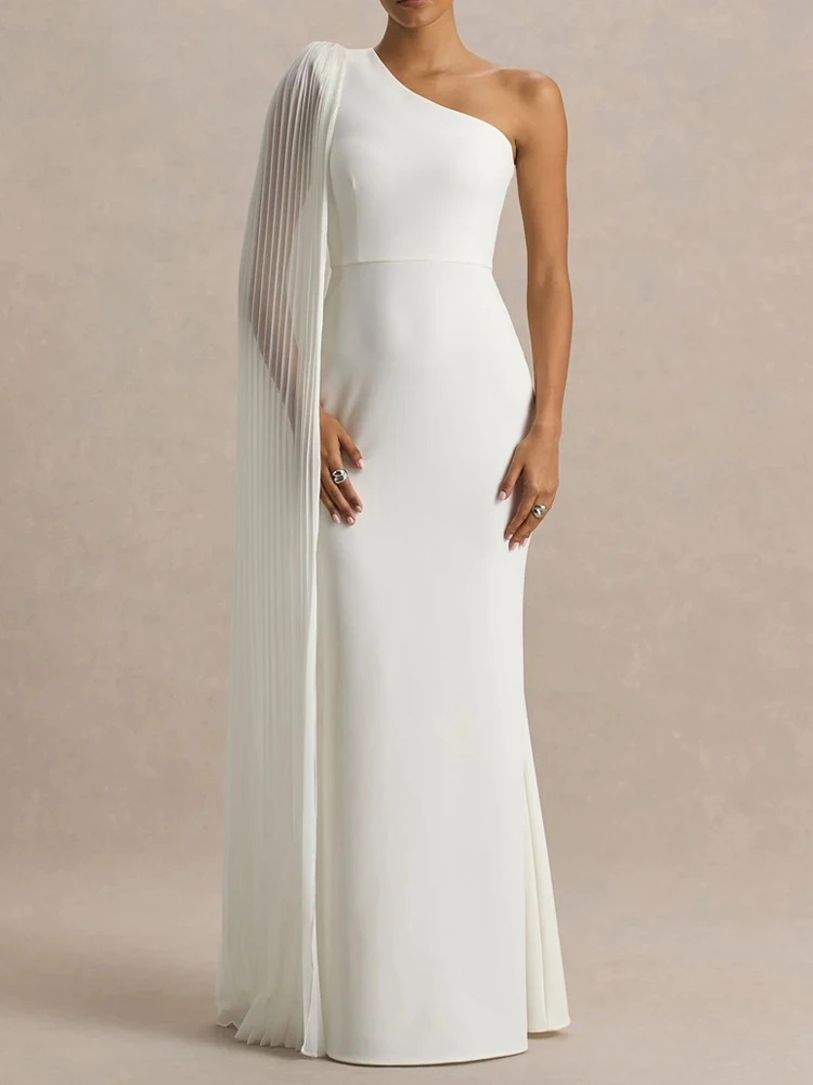 غير متناظرة قبالة الكتف عالية الخصر سليم صالح فستان طويل عطلة بلون فستان أنيق 2026 جديد الصيف المرأة مساء اللباس