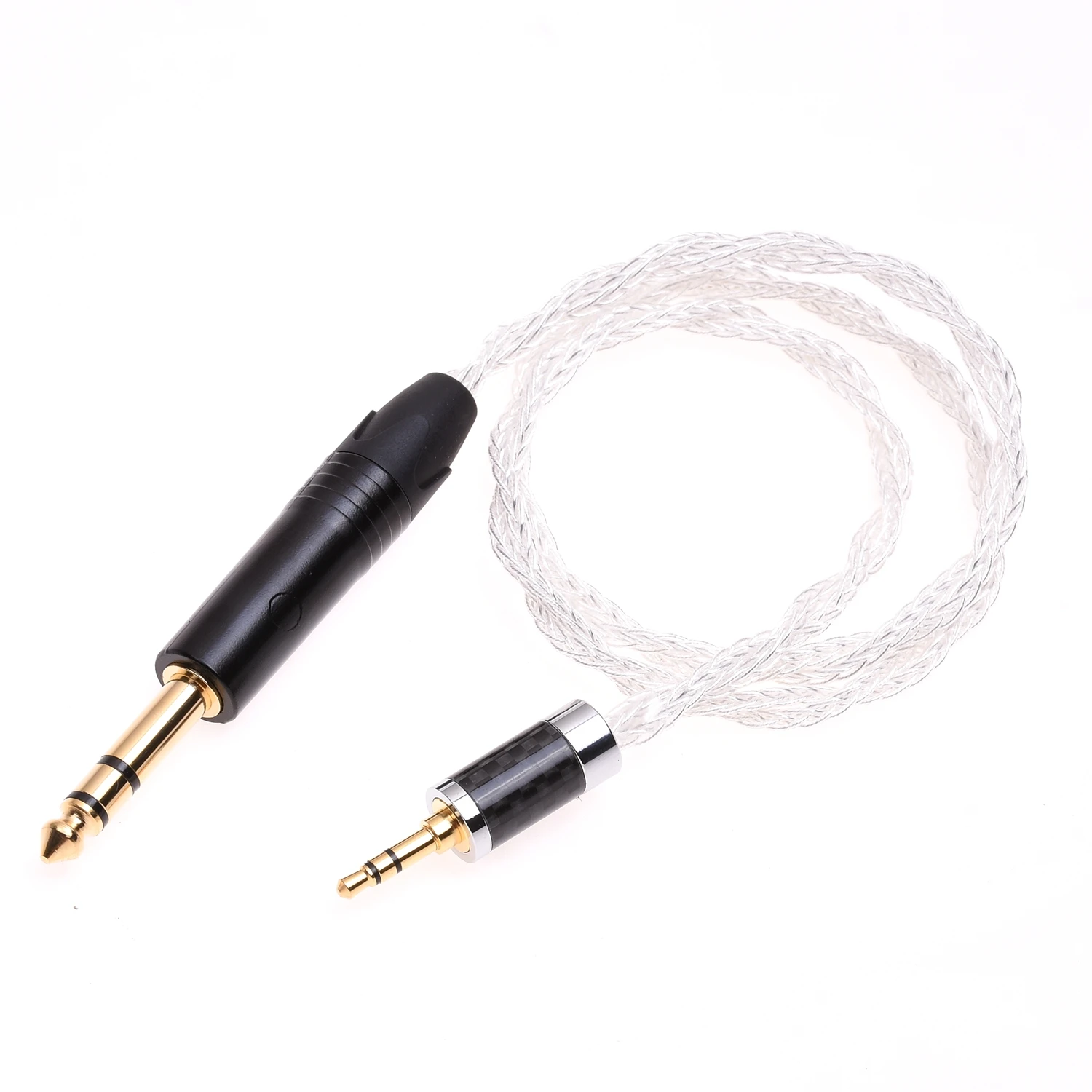 16 Cores 5N OCC Silver Plated 1/4 6.35mm Male to 3.5MM Male Audio Adapter Upgrade extension cable