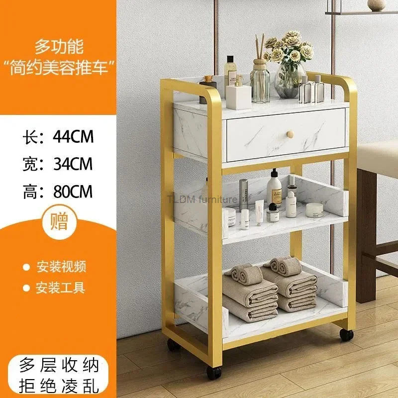 

Beauty Salon Cart Light Luxury Golden Salon Trolleys Creative Salon Furniture Room Rack Home Trolley On Wheels Storage Cabinets