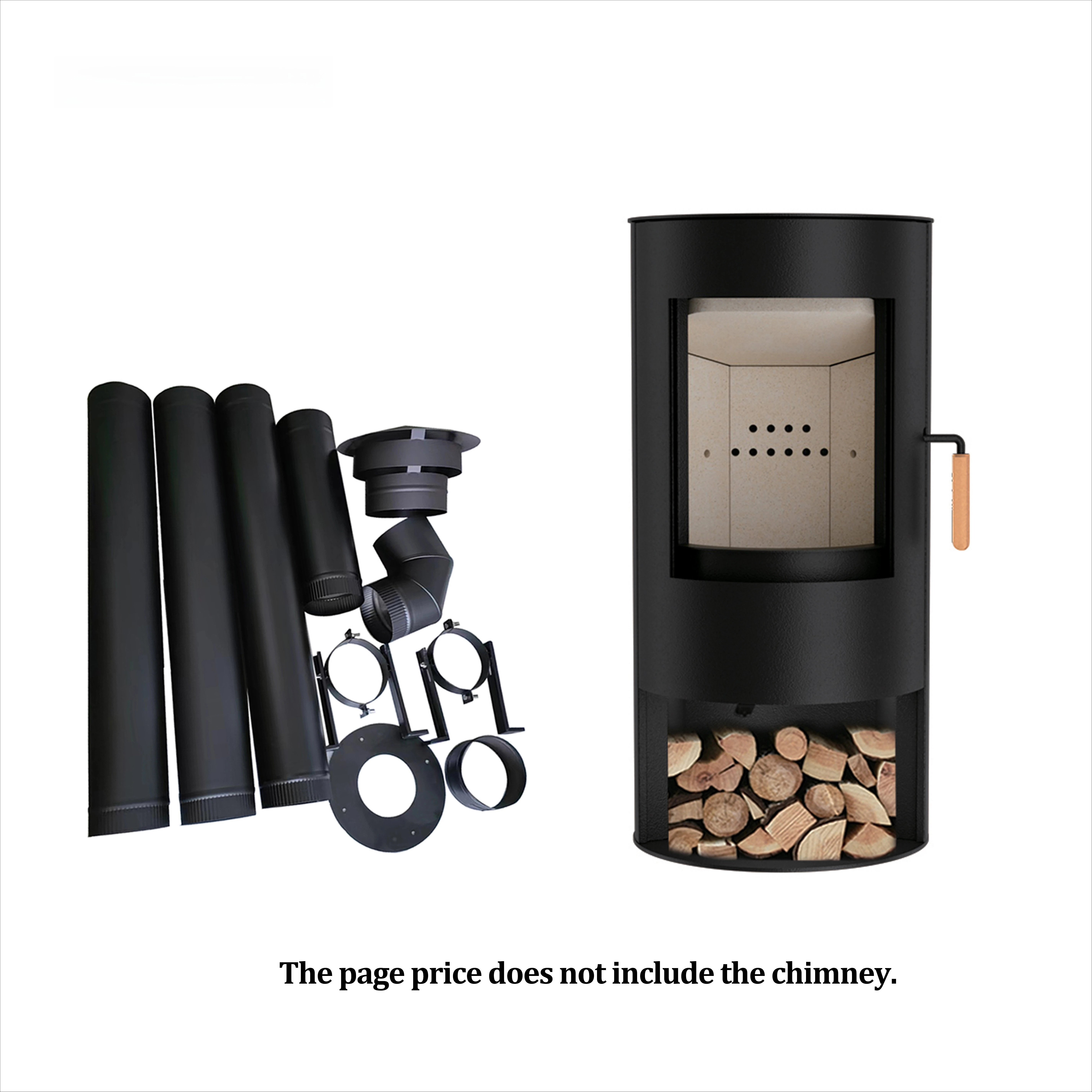 

7KW R0702C Round Modern Design Black Steel Eco-Friendly Indoor Wood Burning Stove Wood Stove with Woodlog Storage