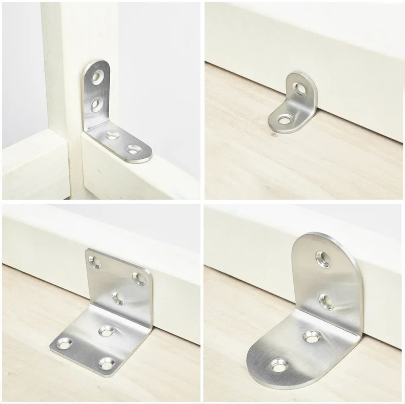 4 Stück Möbel-Eckverbinder aus Edelstahl, 90-Grad-Winkelhalterung für Kleiderschrank, Tisch und Stuhl, Quadratischer Winkelhalter – Detail 3