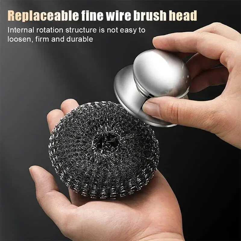 

Stainless Steel Pot Brush With Ergonomic Handle Wire Ball Cleaning Tools Home Kitchen Dish Washing Accessories
