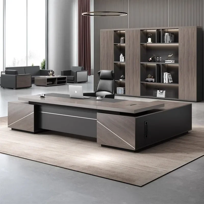 

Double Cabinet Boss Office Desk and Chair Combination Simple Modern Office Single Atmosphere President's Desk Manager Desk Large