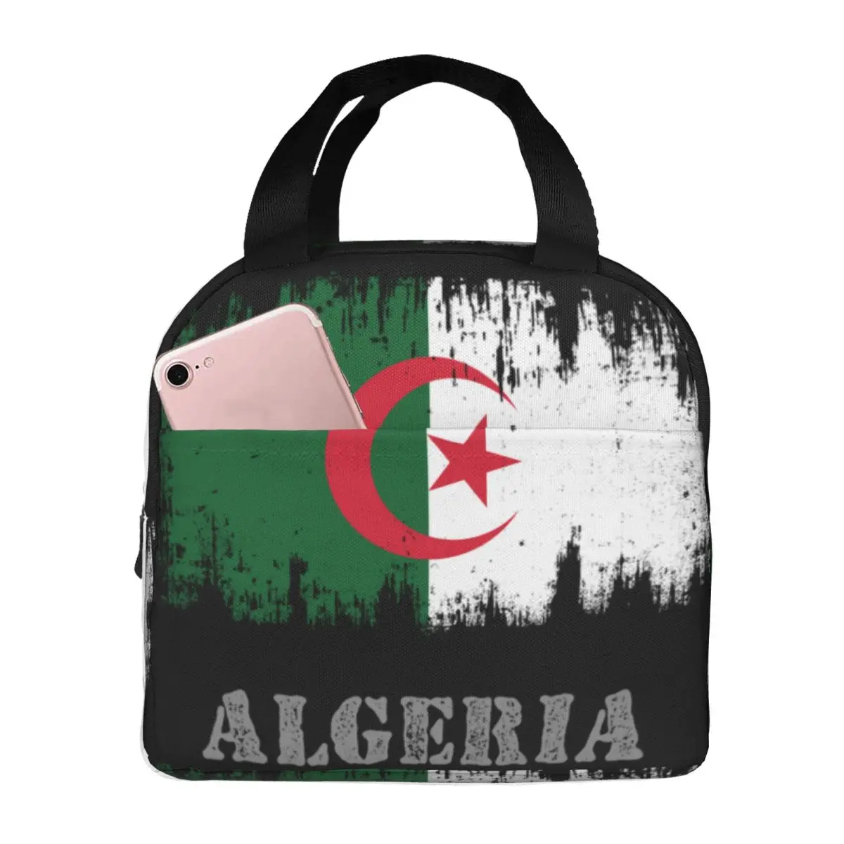 Algeria Map Algerian Flag Resuable Lunch Box for Women Waterproof Cooler Thermal Food Insulated Lunch Bag For Travel Work