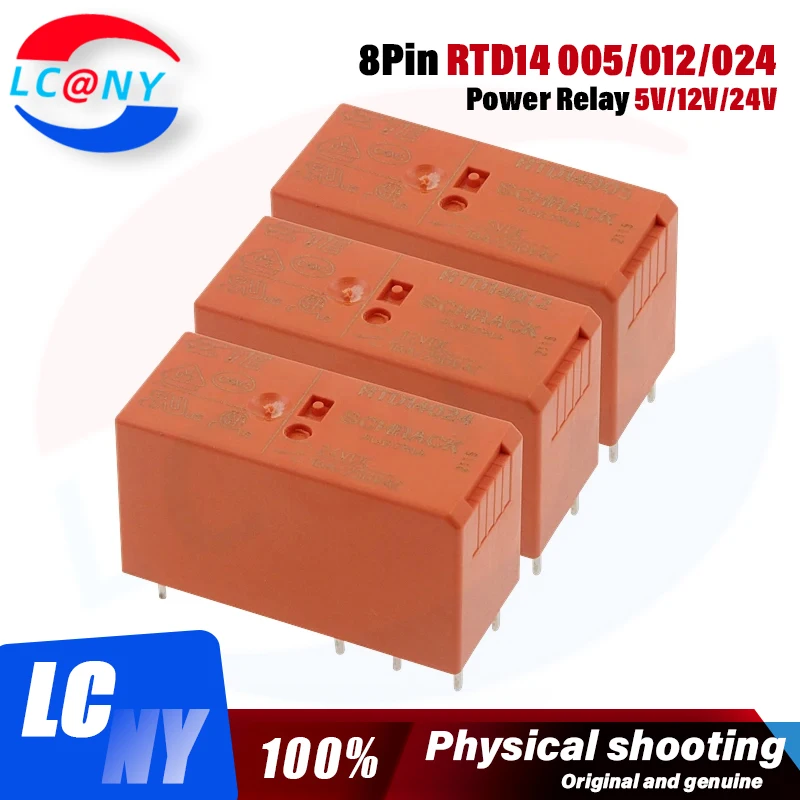 5PCS 100%Original New TE Relay RTD14005 5VDC RTD14012 12VDC RTD14024 24VDC 16A 8PIN 5V 12V 24V Power Relay RTD14005 RTD14012