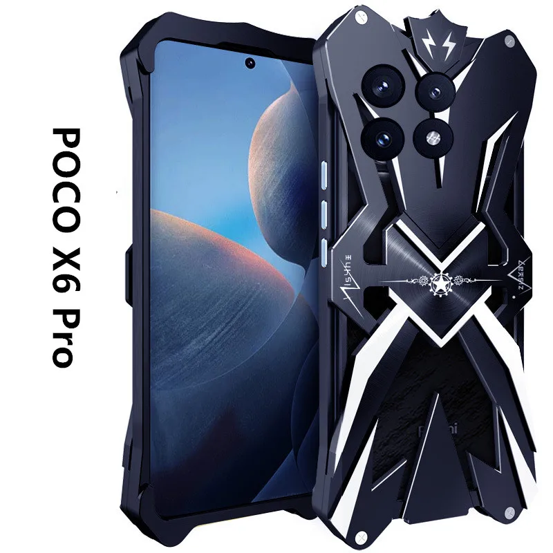 

Original Zimon Luxury New Thor Heavy Duty Armor Metal Aluminum Phone Cases For Xiaomi Poco X6 X5 F6 F5 Pro Cover