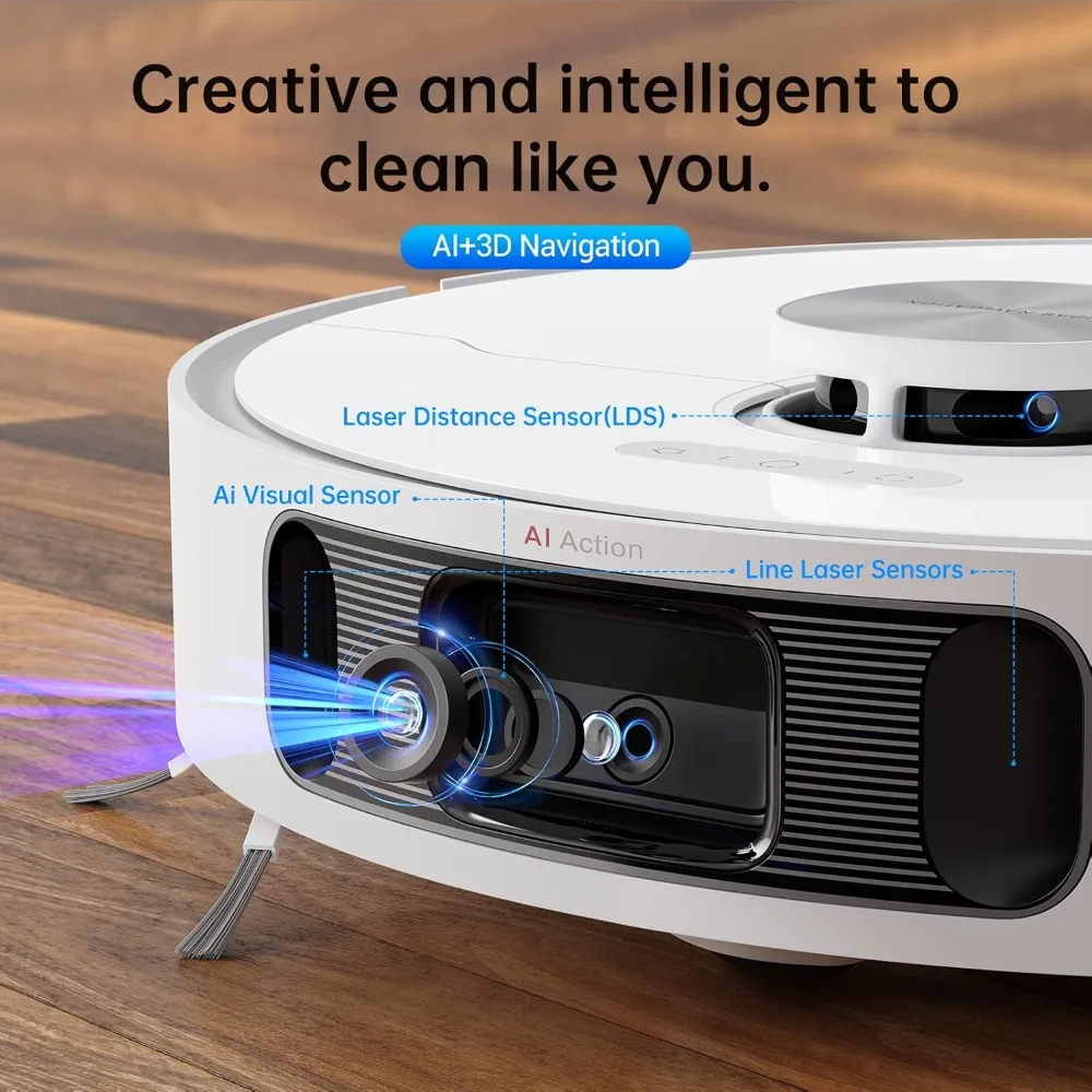 مكنسة كهربائية ذكية مع نظام ملاحة AI وتوافق Alexa ، تنظيف ذاتي إعادة الملء والإفراغ الذاتي ، 60 يومًا