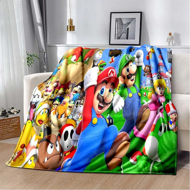 Cartoon Nostalgia Game S - Super Mario B - Brothers Adult and Children Warm Sofa Bed Flannel Hotel Office Portable Picnic Gift