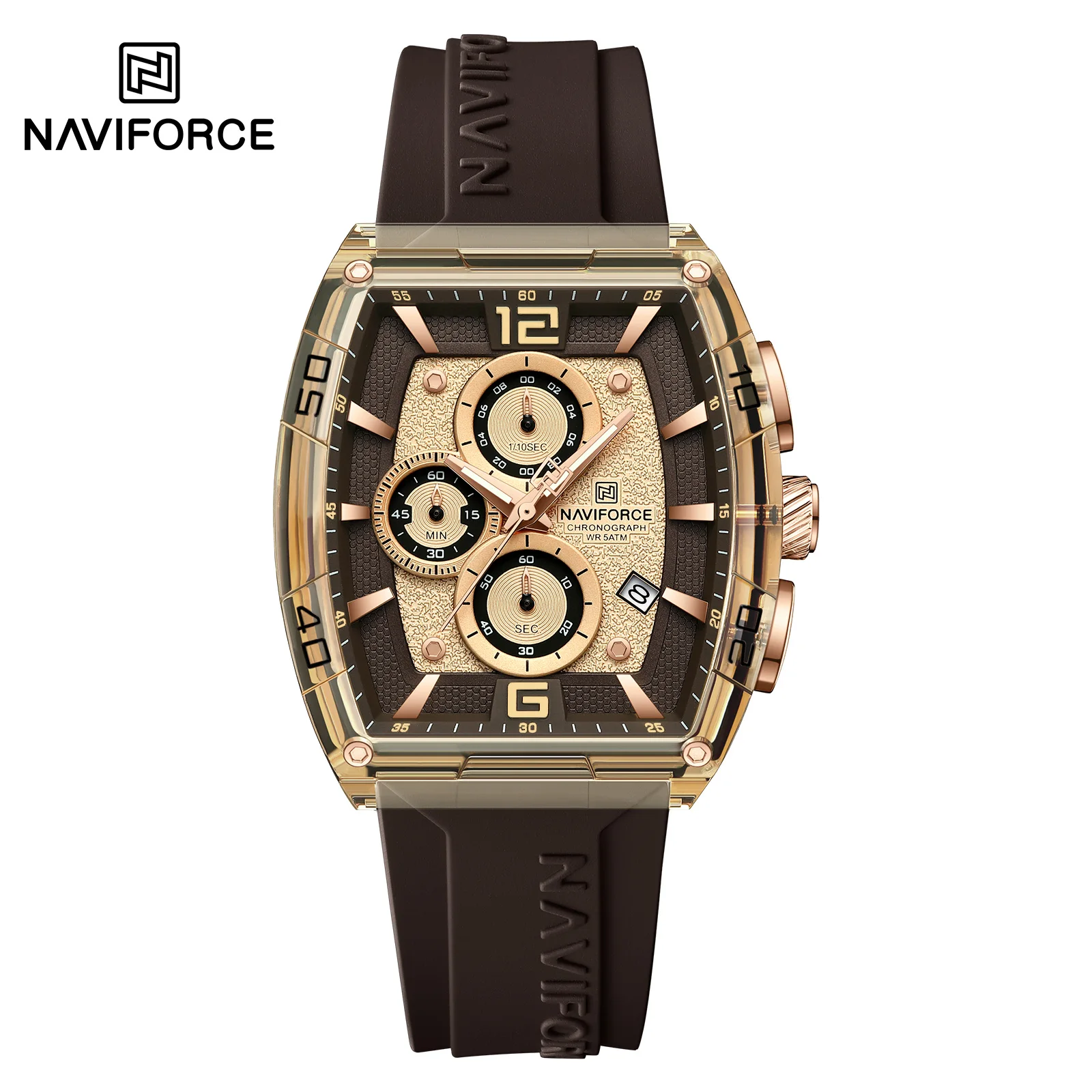 NAVIFORCE 6101 ساعات كوارتز عادية للرجل الرياضة مضيئة مقاوم للماء سيليكون حزام موضة الرجال ساعة relojes الفقرة hombres