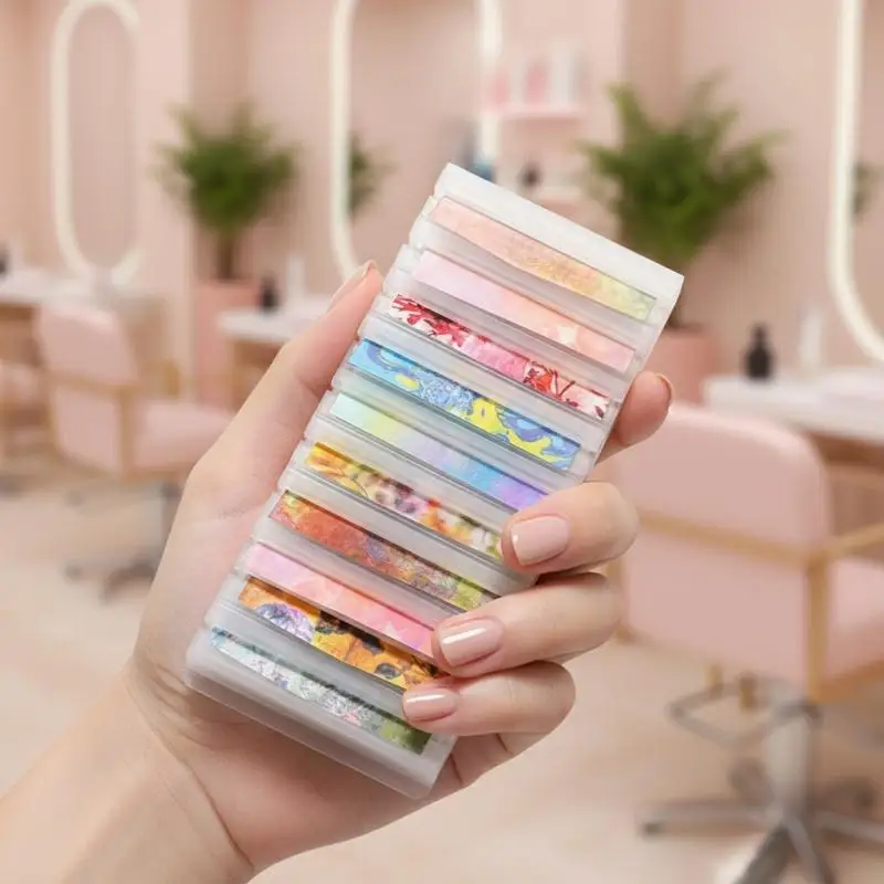 Nail Transfer Foil Organizer Box With 10 or 24 Compartments for Foil Roll Storage Ideal for DIY and Salon Manicure UseHot
