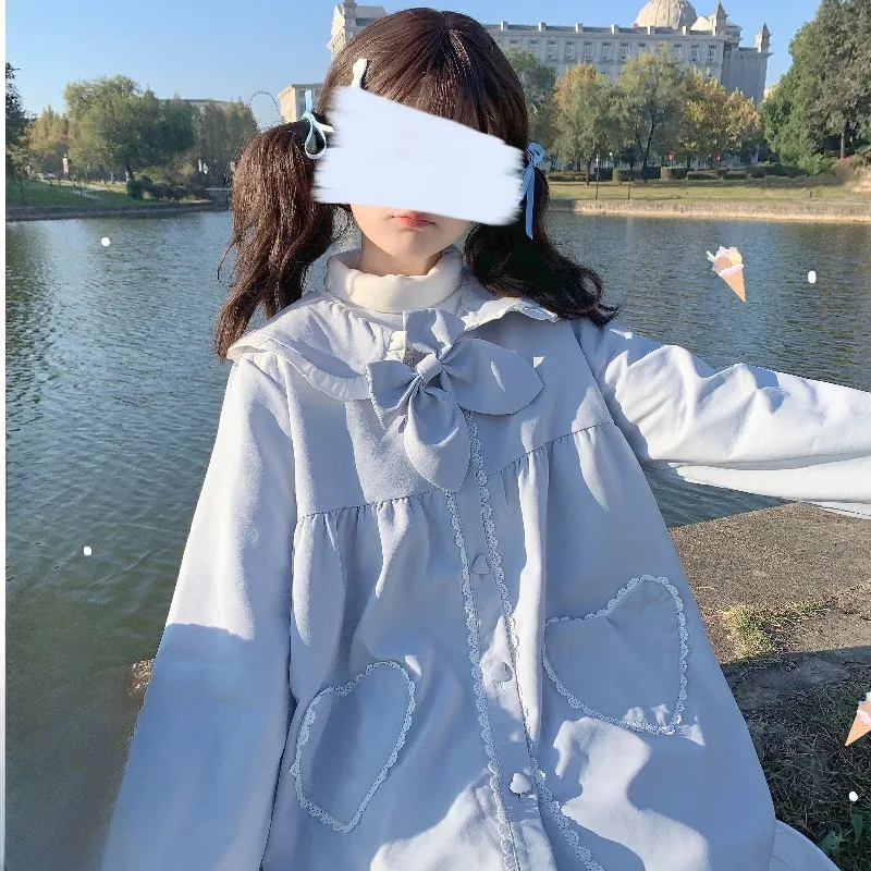 Japanese Style Soft Girl Lolita All-Matching Cotton-Padded Jacket Fleece-lined Thickened Small Furry Overcoat Coat Winter Parkas