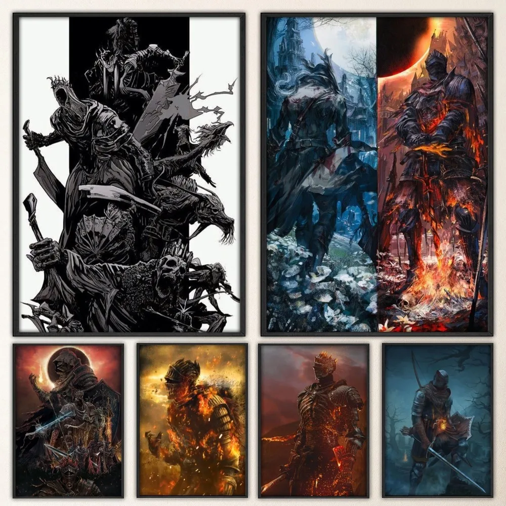 Classic Game Dark Souls 3 Retro Poster Fancy Poster Wall Sticker for Living Room Bar Vintage Decorative Painting Middle