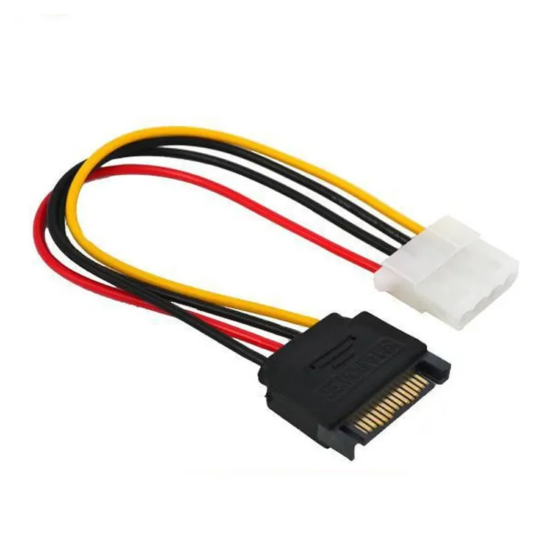 

15-контактный SATA штекер на Molex IDE 4-контактный гнездовой адаптер удлинитель Кабель питания IDE для последовательной материнской платы ATA компьютер HDD жесткий диск