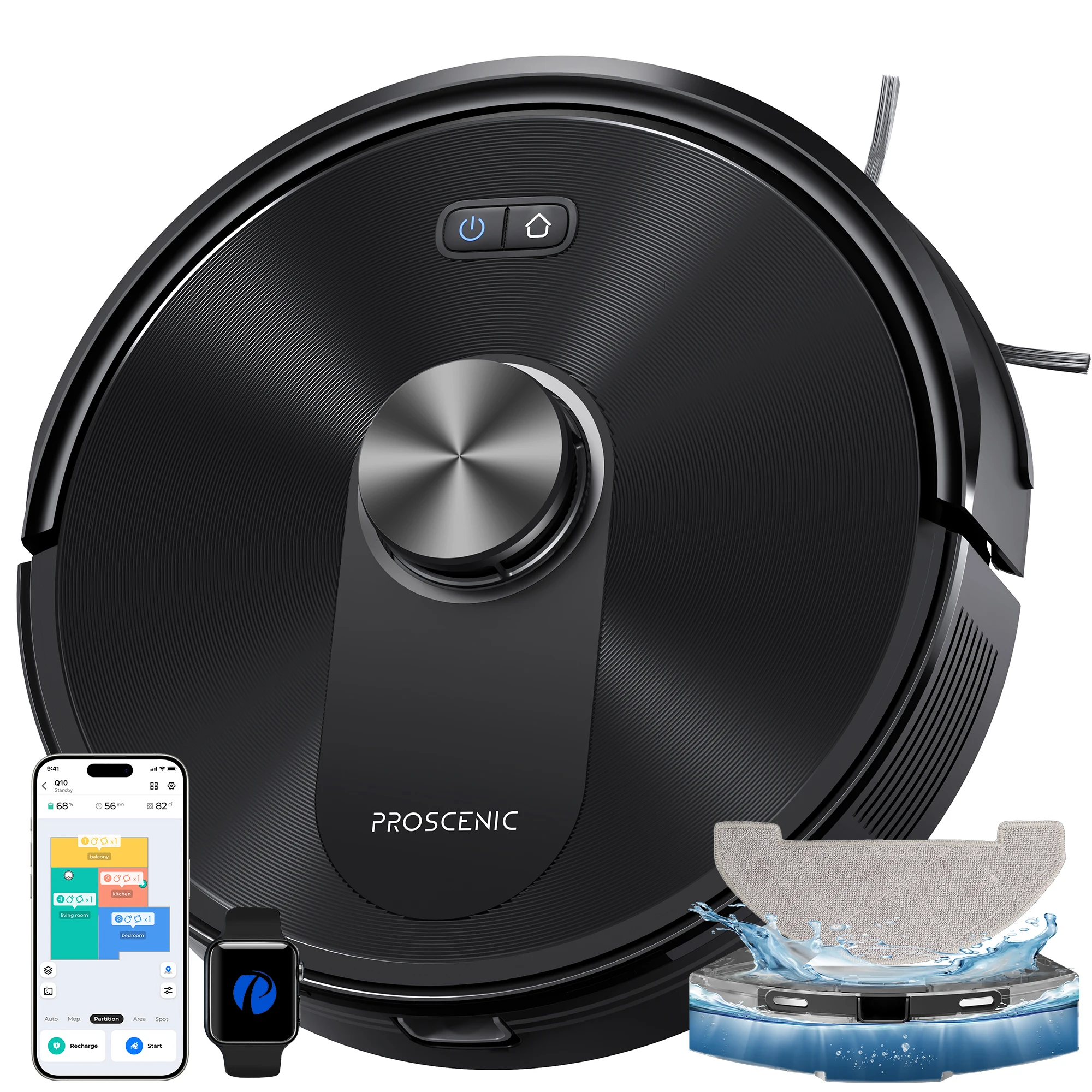 Proscenic Q10 – inteligentny robot odkurzacz z funkcją odkurzania i mycia podłóg, siła ssania 8000 Pa, nawigacja LiDAR, czas pracy 200 minut. — 2