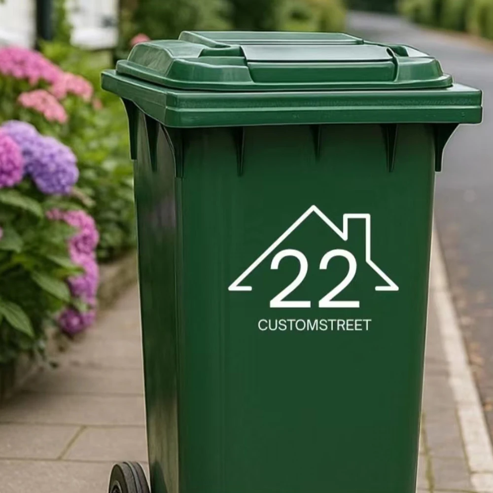 

3Pcs Wheelie Bin House Number Stickers Customized Numbers Street Road Trash Can Stickers Home Decor