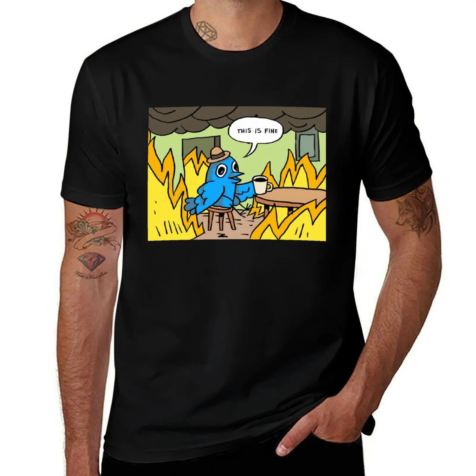 

This Is Fine - Twitter T-Shirt black cotton t-shirt plain for man package cotton t shirts man 100% T-Shirt
