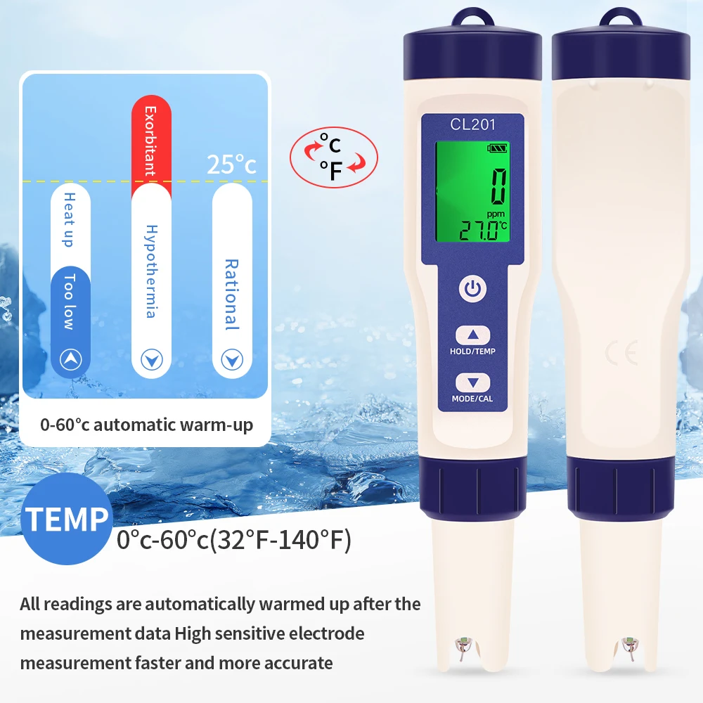 5-in-1-Chlormessgerät PH-Messgerät ORP H2 Temp Cl2 Detektor Wasserqualitätsmonitor Testwerkzeug Filter für Schwimmbad SPA Wasser – Detail 33