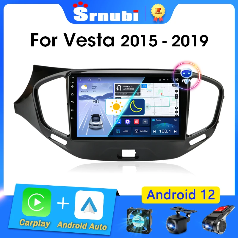 Srnubi Android 12 Carplay Car Radio for LADA Vesta Cross Sport 2015 - 2020 Multimedia Player 2 Din Stereo GPS IPS DVD Autoradio