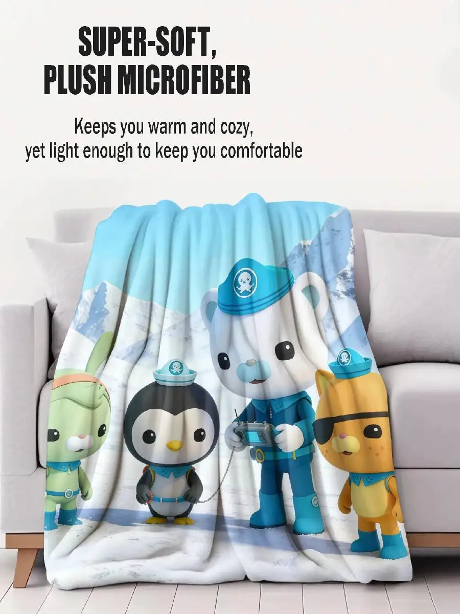 Octonauts Ice Expedition Polar Style Cartoon Print Fleece Blanket for Kids Boys Girls Warm Quality Blanket for Home Travel Picni