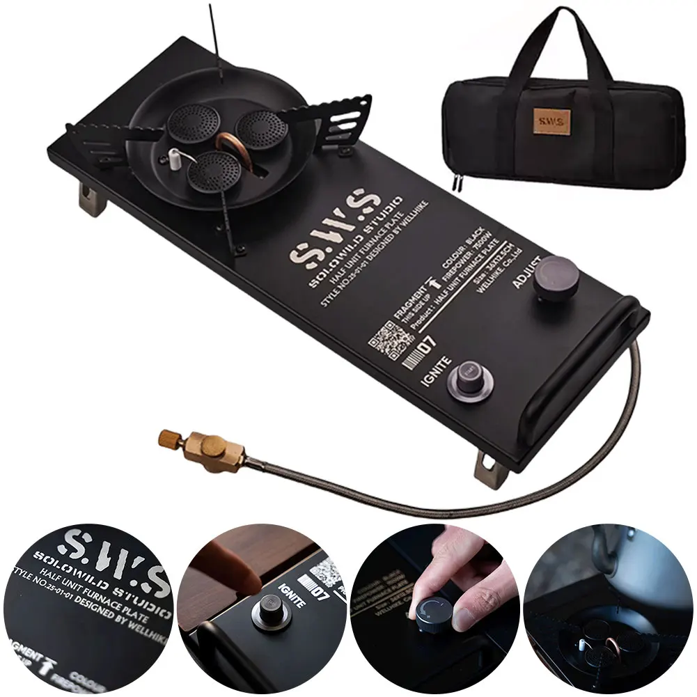 7500 واط IGT نصف موقد غاز مع شعلات قابلة للتعديل قابلة للطي التخييم IGT موقد غاز سبائك الألومنيوم للتخييم في الهواء الطلق الطبخ