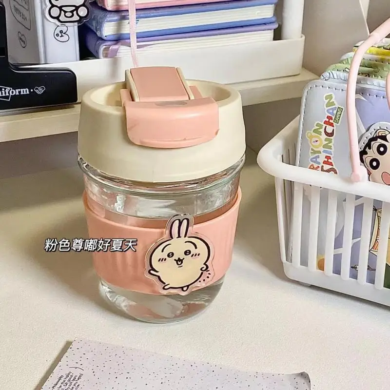 Kawaii Miniso Chiikawa Double Drink Cup Anime Cartoon Accompanying Cup Insulation Cup Girl Heart Straw Cup Accompanying Cup