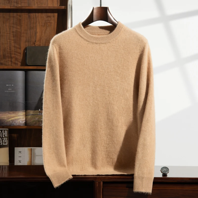 2024 New Autumn 100% Cashmere Sweaters O-Neck Knitted Pullover Winter Thickened Clothing Casual Tops High-end Men\'s Sweater