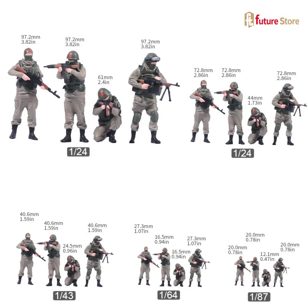 W magazynie 1/87 1/64 1/43 1/24 1/18 Rosyjskie żołnierze męskie Miniaturowa figurka Mini Diorama Żywica Lalka Model Scena Rekwizyt Dekoracja Zabawka