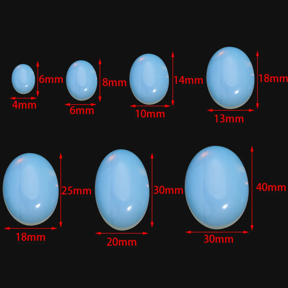 Wholesale New Fashion 10pcs Natural Bulk White Opal Beads 10x14 13x18mm Flat Back Oval Cabochons Stone Beads for Jewelry Makings
