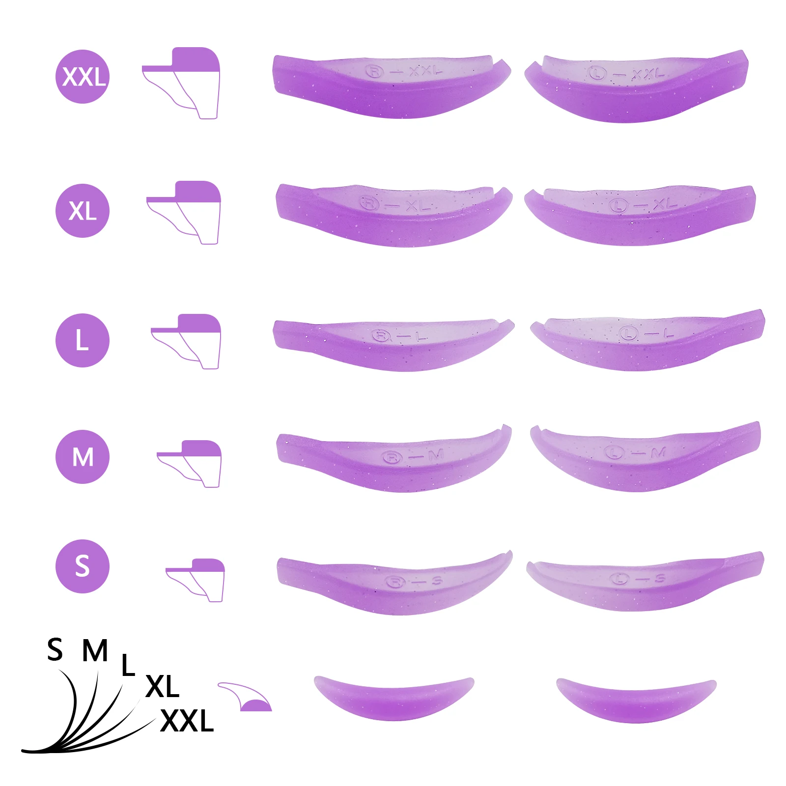 Libeauty 5 Paar L Curl Silikon-Wimperndauerwellenpads, klebrige Wimpernstangen, Schildheben, 3D-Wimpernzange, Zubehör, Make-up-Werkzeug