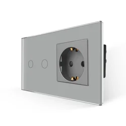 Bingoelec Socket with Switch EU Sockets and Switches Crystal Glass Panel Touch Light Switch Home Improvement Wall Sensor Switch