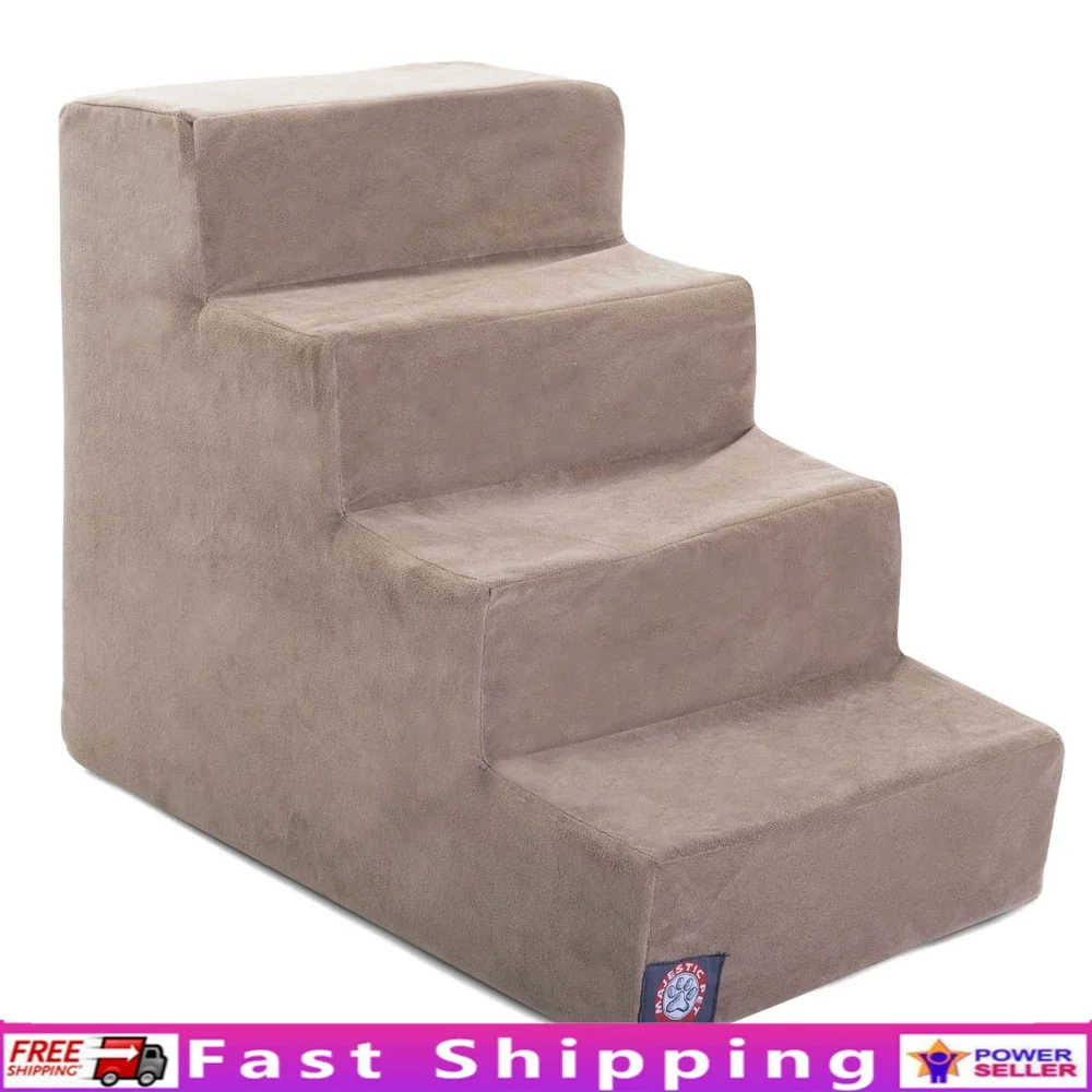

Pet Stairs 4 Steps Machine Washable Removable Cover Durable Faux Suede Water Resistant Foam Indoor Use Dogs Cats