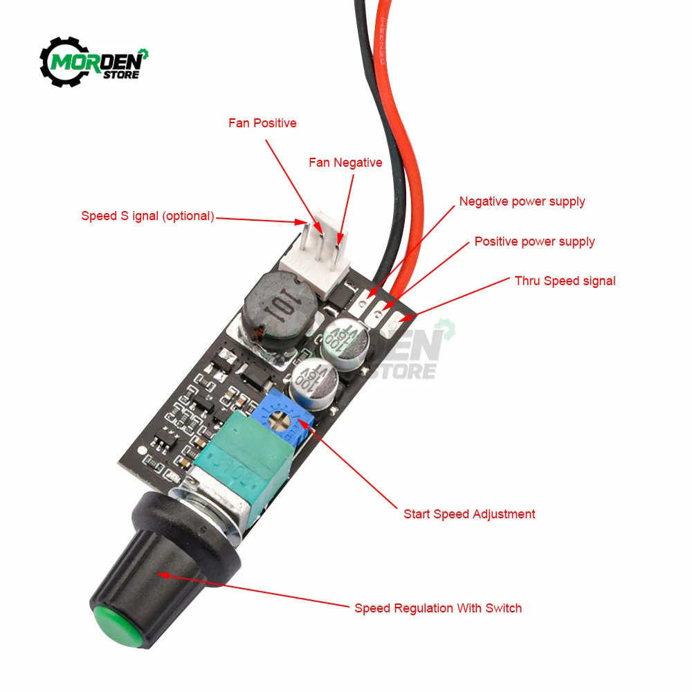 DC5-12V1A Manual  2-3-Wire Speed Controlller With Knob Switch Fan Governor for Electrical Tool Power Supply Accessories