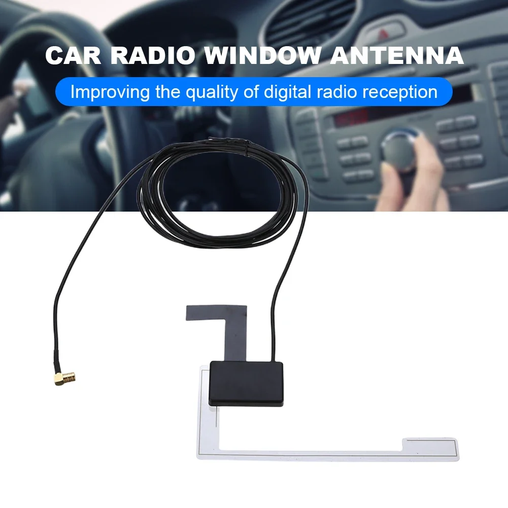Active DAB Aerial with SMB Adapter Window Roof Windshield Antenna Hidden Adhesive Radio Stereo Receiver for Auto ATV Car Truck