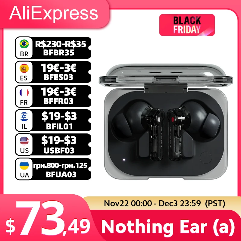 New Global Version Nothing Ear (a) Wireless Bluetooth Earphone LDAC 45dB Active Noise Cancelling ANC Dynamic Fashion Design