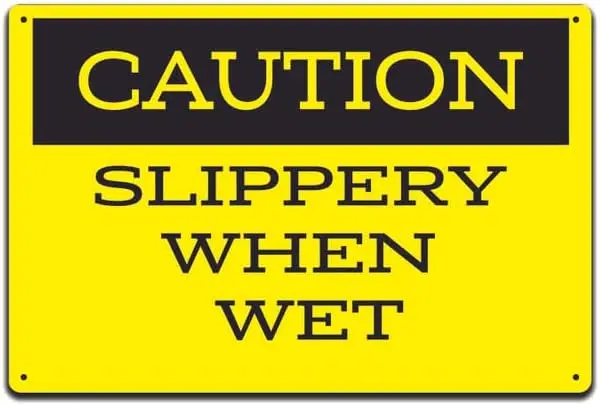 Caution | Slippery When Wet | Great Gift Idea | Single |12x8 Inch Tin Sign | Made in The USA | SN1017