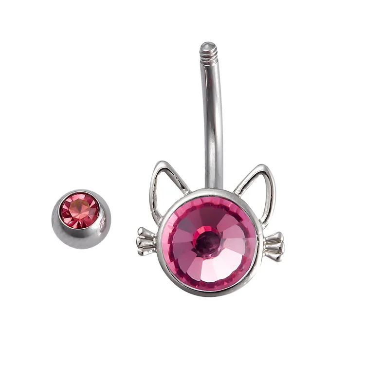 1Pcs animal cat belly button nail tri-color belly button piercing jewelry belly button ring