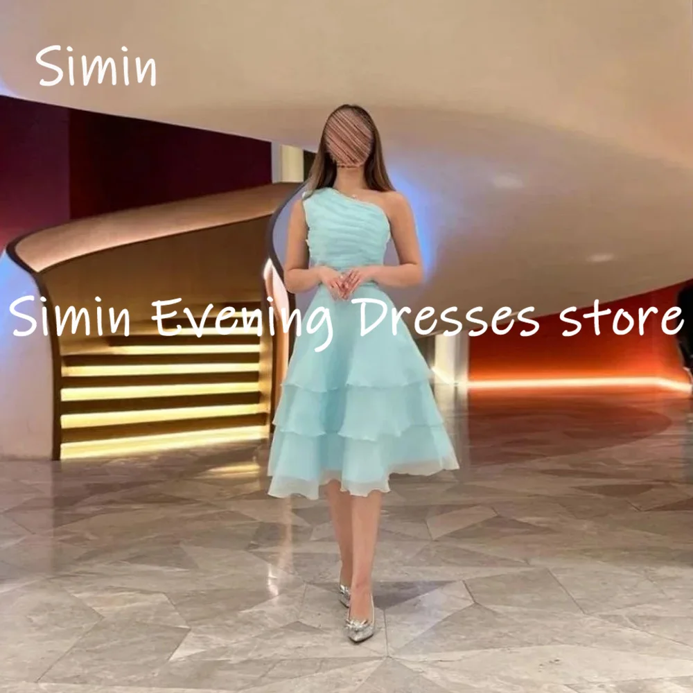 

Simin A-line One-shoulder Popular Ruffle Formal Prom Gown Tea-length Evening Elegant Party dresses for women 2023