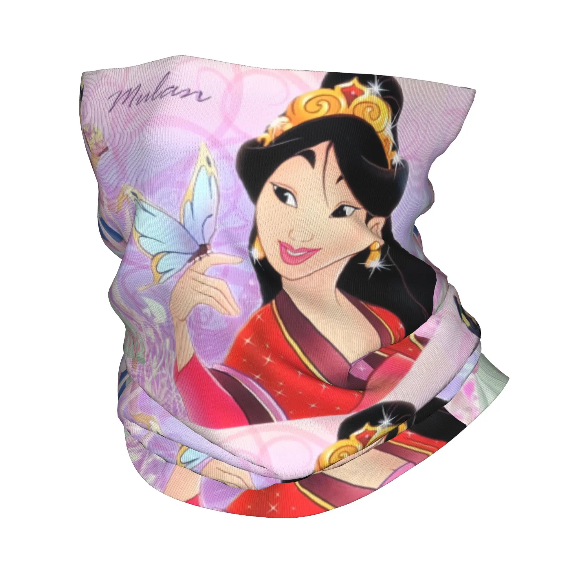 

Custom Mulan Movie Neck Gaiter Women Men Windproof Winter Cartoon Bandana Scarf for Ski