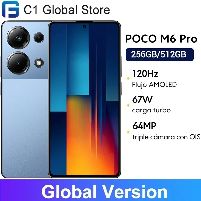 Global Version POCO M6 Pro Helio G99 Ultra 120Hz Flow AMOLED DotDisplay 67W turbo charging 64MP Triple Camera with OIS