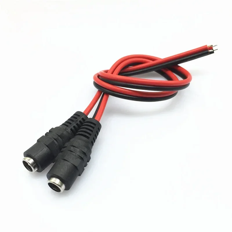 DC Power Pigtail Cable Jack for CCTV Security Camera Connector, 10Pcs, 2.1x5.5 Mm, 12V, Female Plug