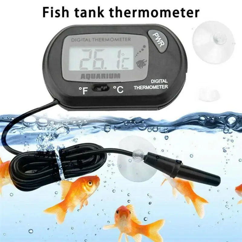 Digital LCD Aquarium Thermometer Waterproof Fish Tank Sensor with Probe Temperature Sensor Measuring Tool with Suction Cup